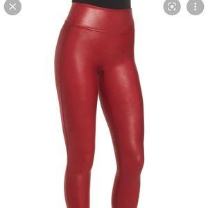 Spanx red/crimson faux leather leggings